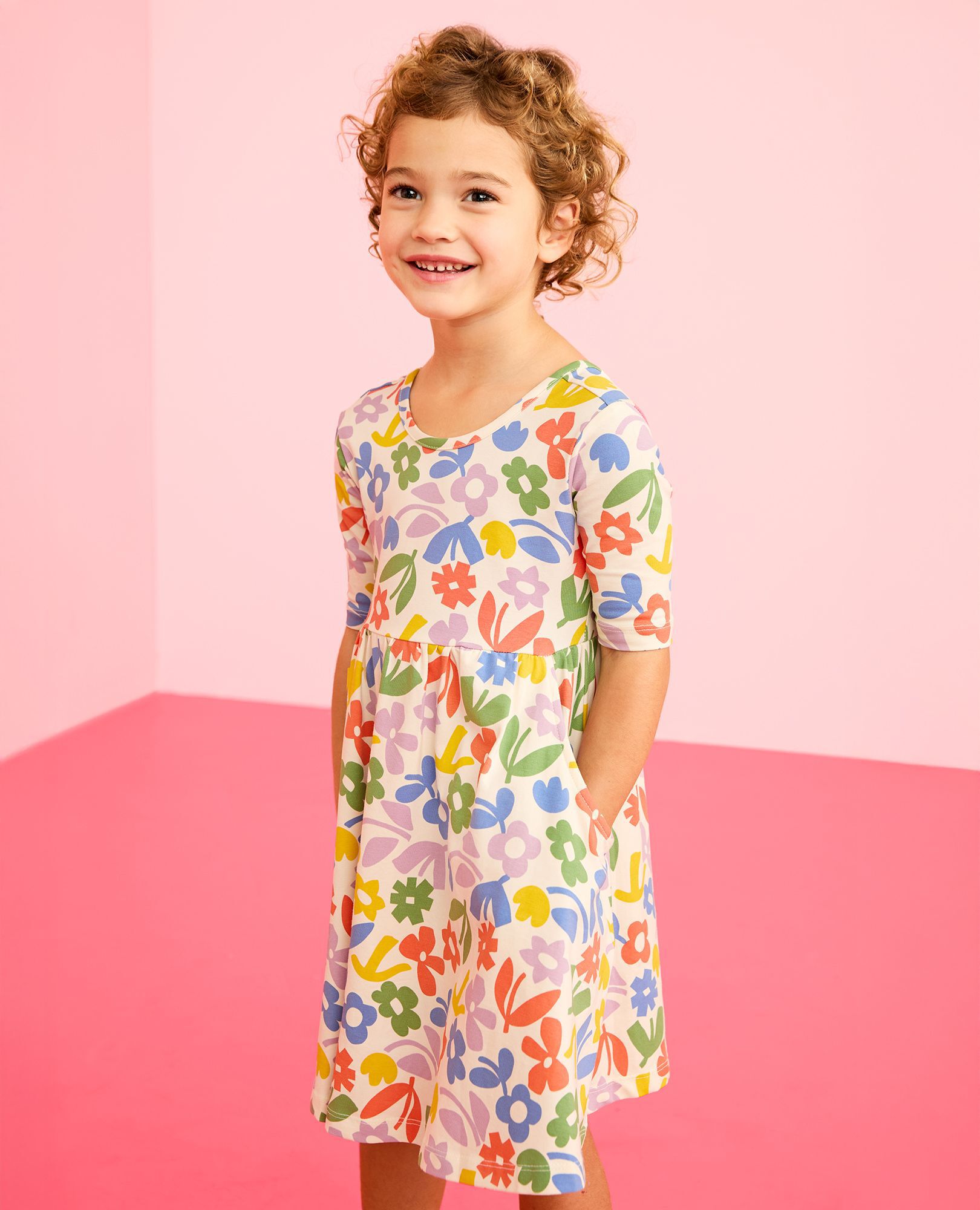 Skater Dress with Pockets in Picking Flowers - main