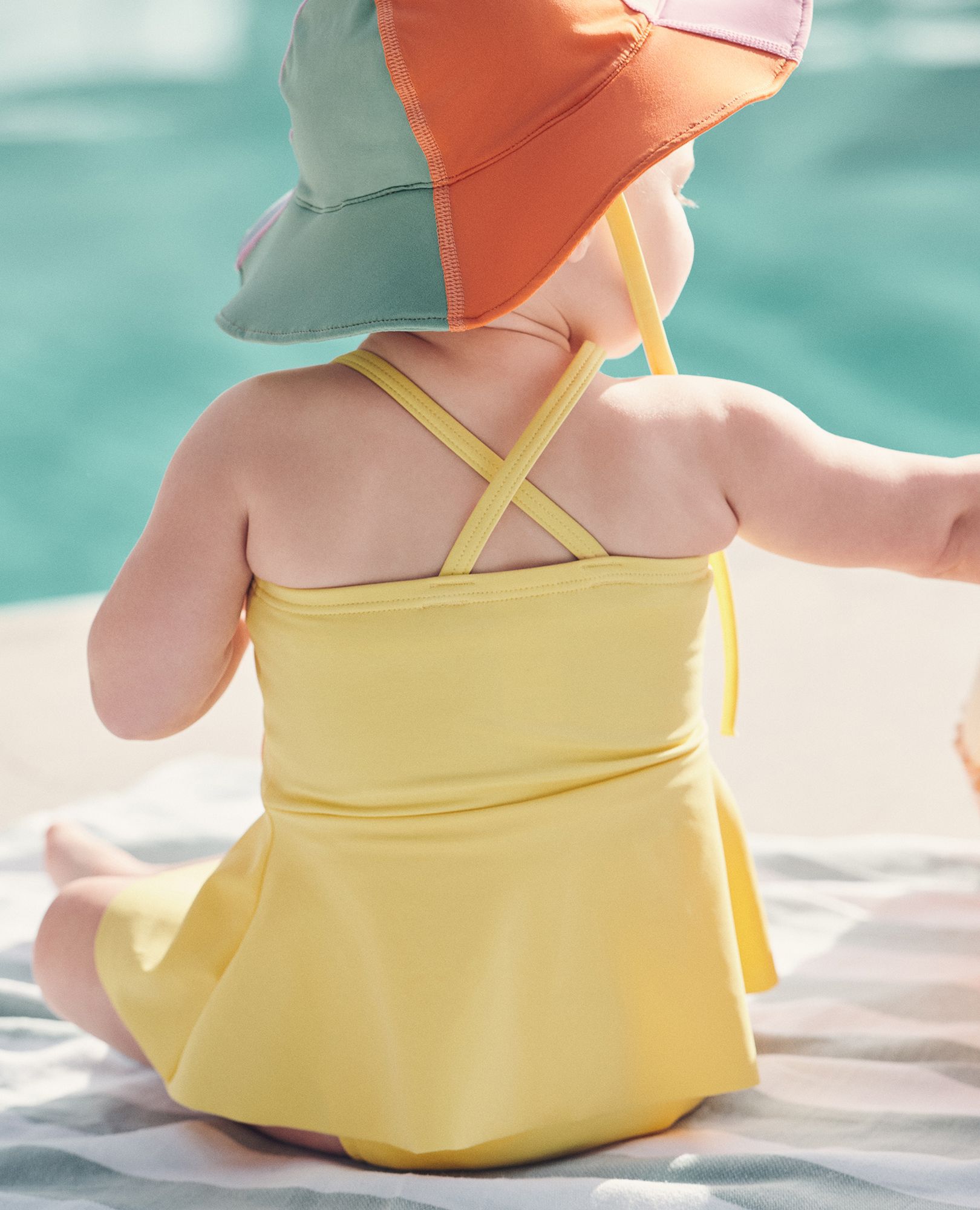 Baby One-Piece Rainbow Swimsuit & Swim Hat Set in Soleil - main