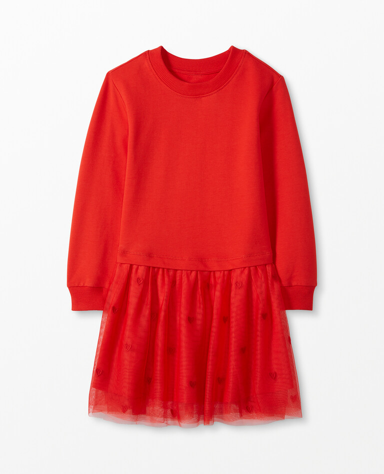 Valentines Terry + Tulle Dress in Tangy Red - main
