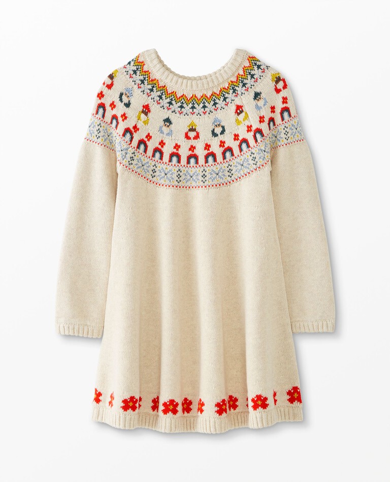 Fairisle Sweater Dress in Oat Heather - main