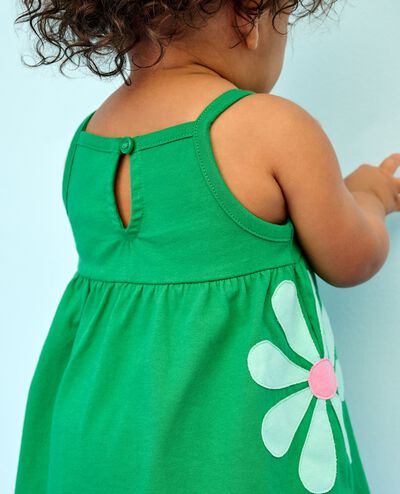 Baby Sleeveless Flower Dress & Bloomers Set in Island Green - main