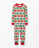 Disney Mickey Mouse Long John Pajamas In Organic Cotton in Mickey Holly Garland - main