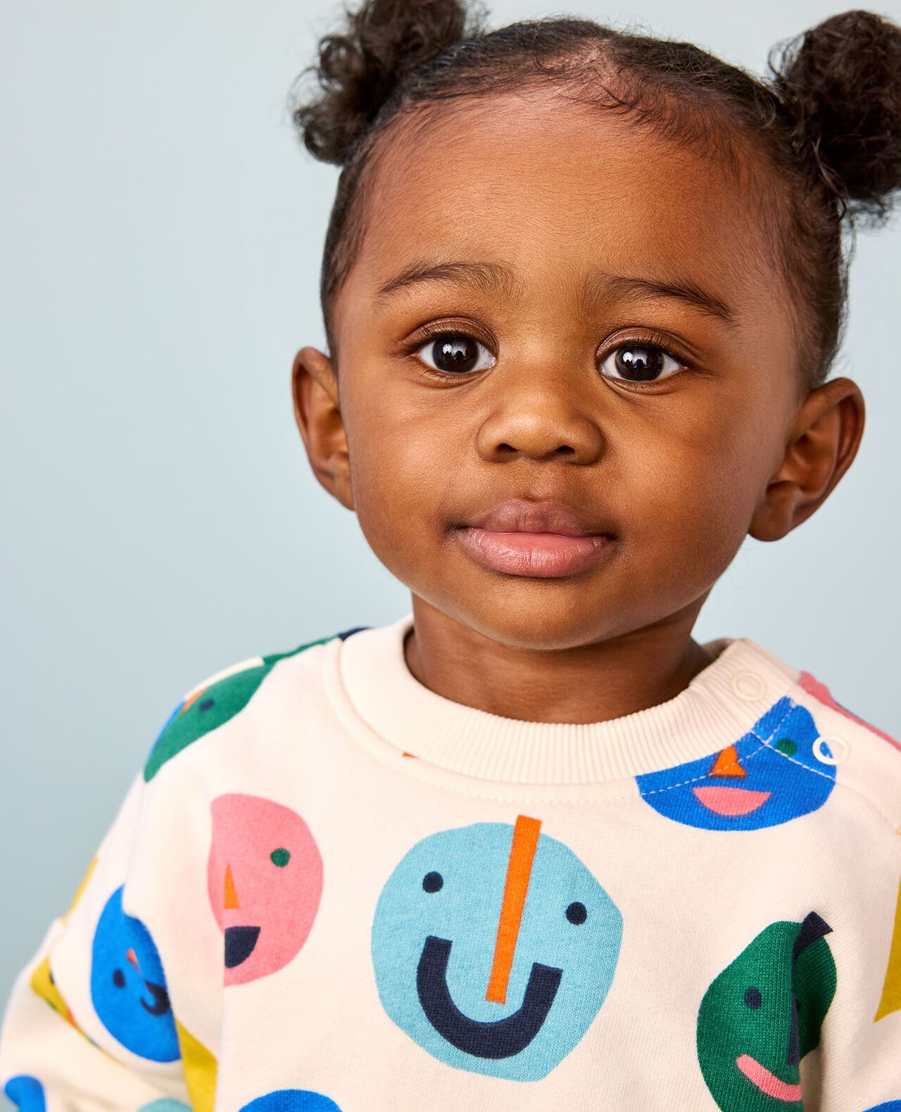 Baby French Terry Sweatshirt & Sweatpants Set in Silly Faces on Ecru - main