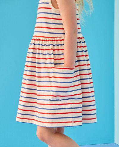 Sleeveless Playground Dress with Pockets in RWB Stripe - main
