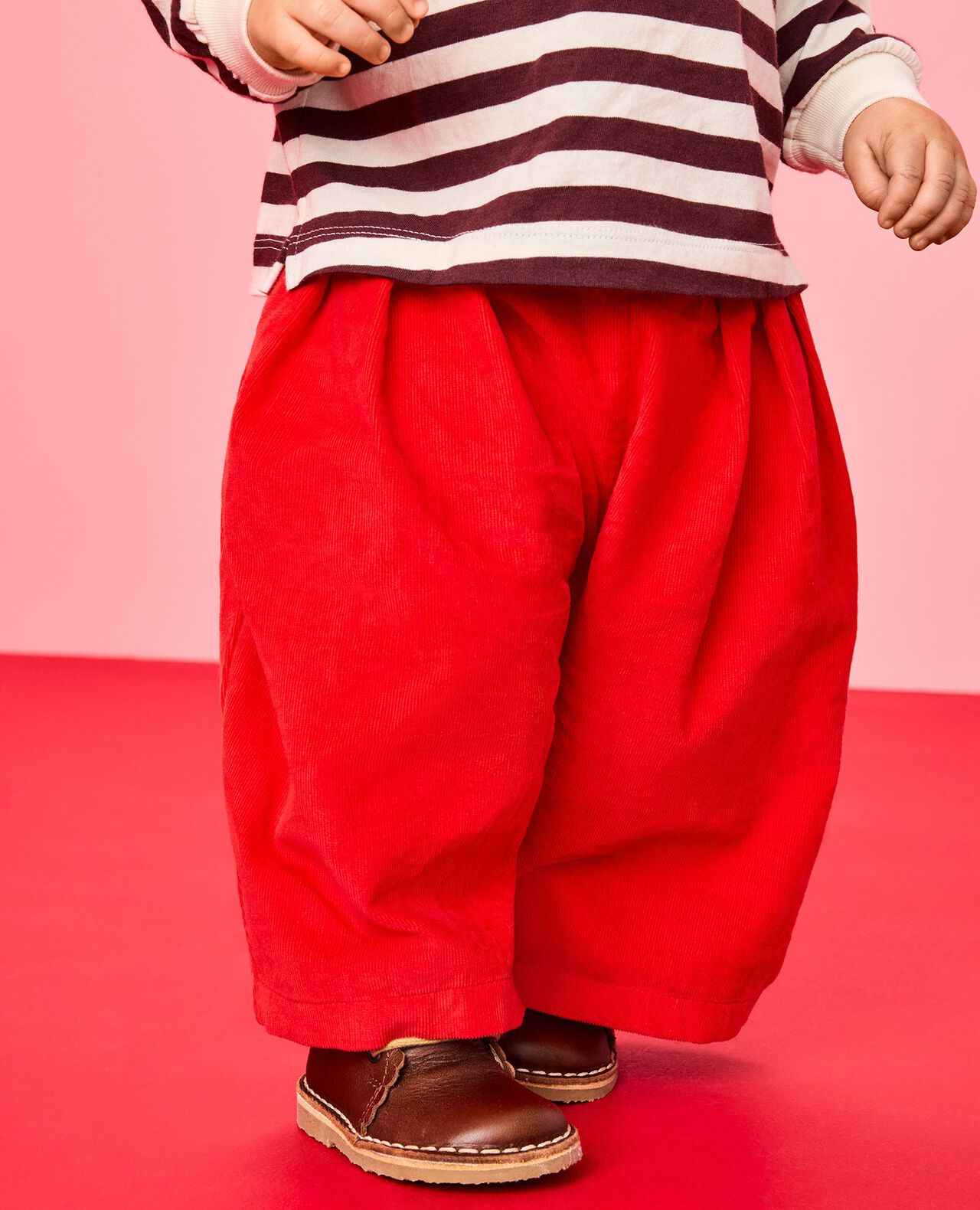 Baby Corduroy Barrel Pants in Ribbon Red - main
