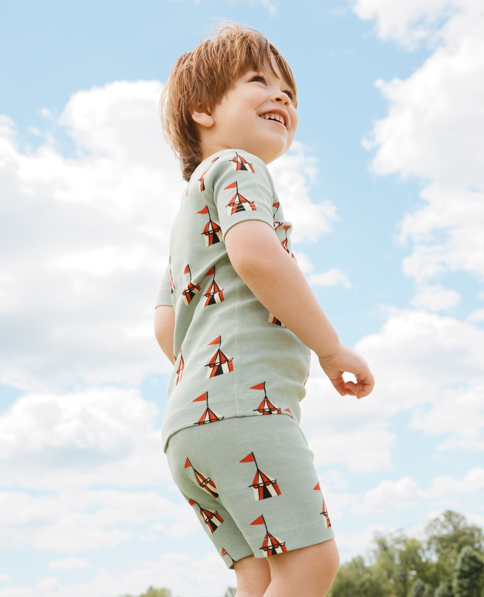 HannaJams™ Pajama Set in Tents on Seafoam - main