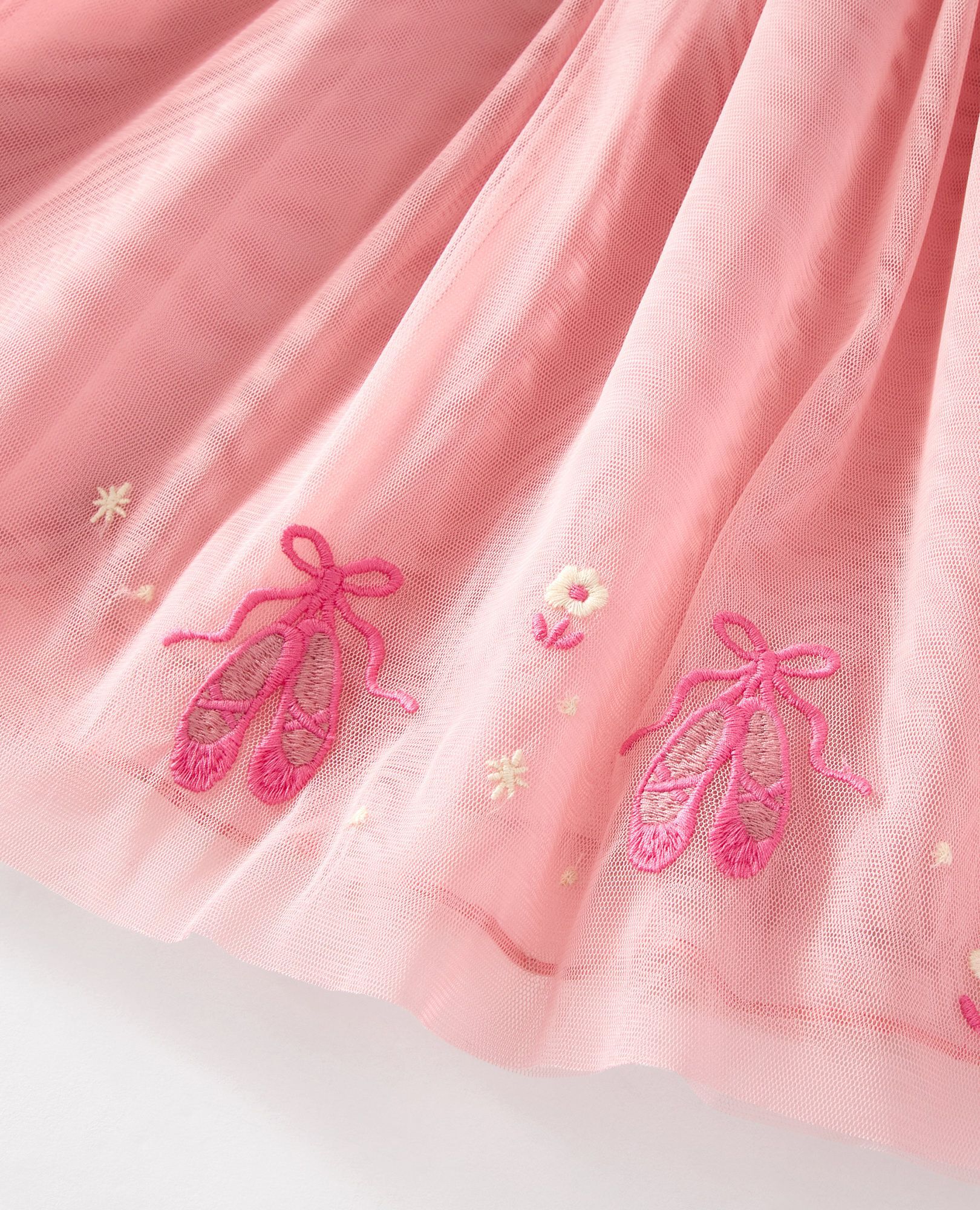 Long Sleeve Tulle Embroidered Dress in Pointe Shoes on Powdered Rose - main