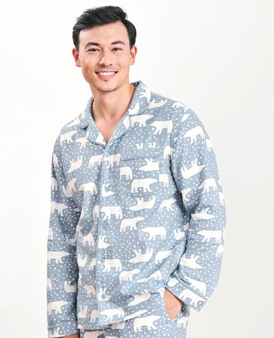 S AU Holiday Family Print Flannel Top in Snowy Polar Bear on North Air - main