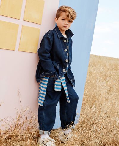 Long Sleeve Relaxed Fit T-Shirt in Bluest Sky/Ecru - main