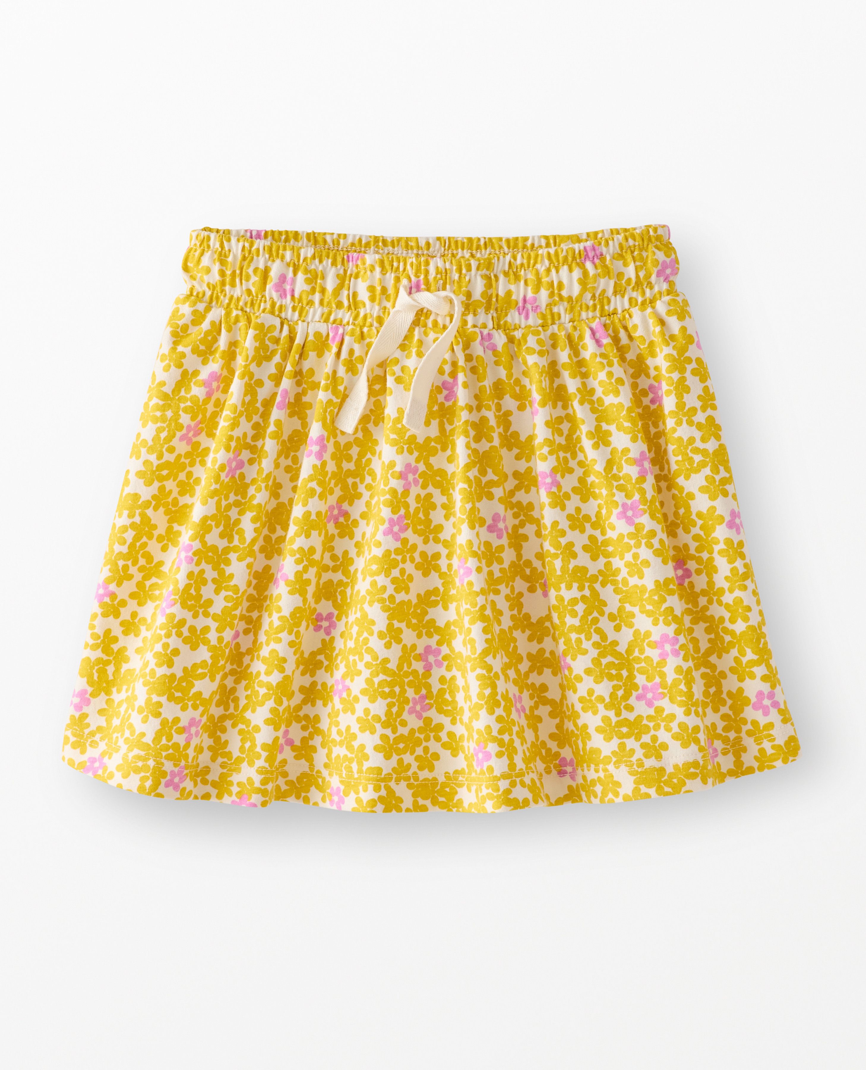 Drawcord Skort in Scattered Daisies on Ecru - main