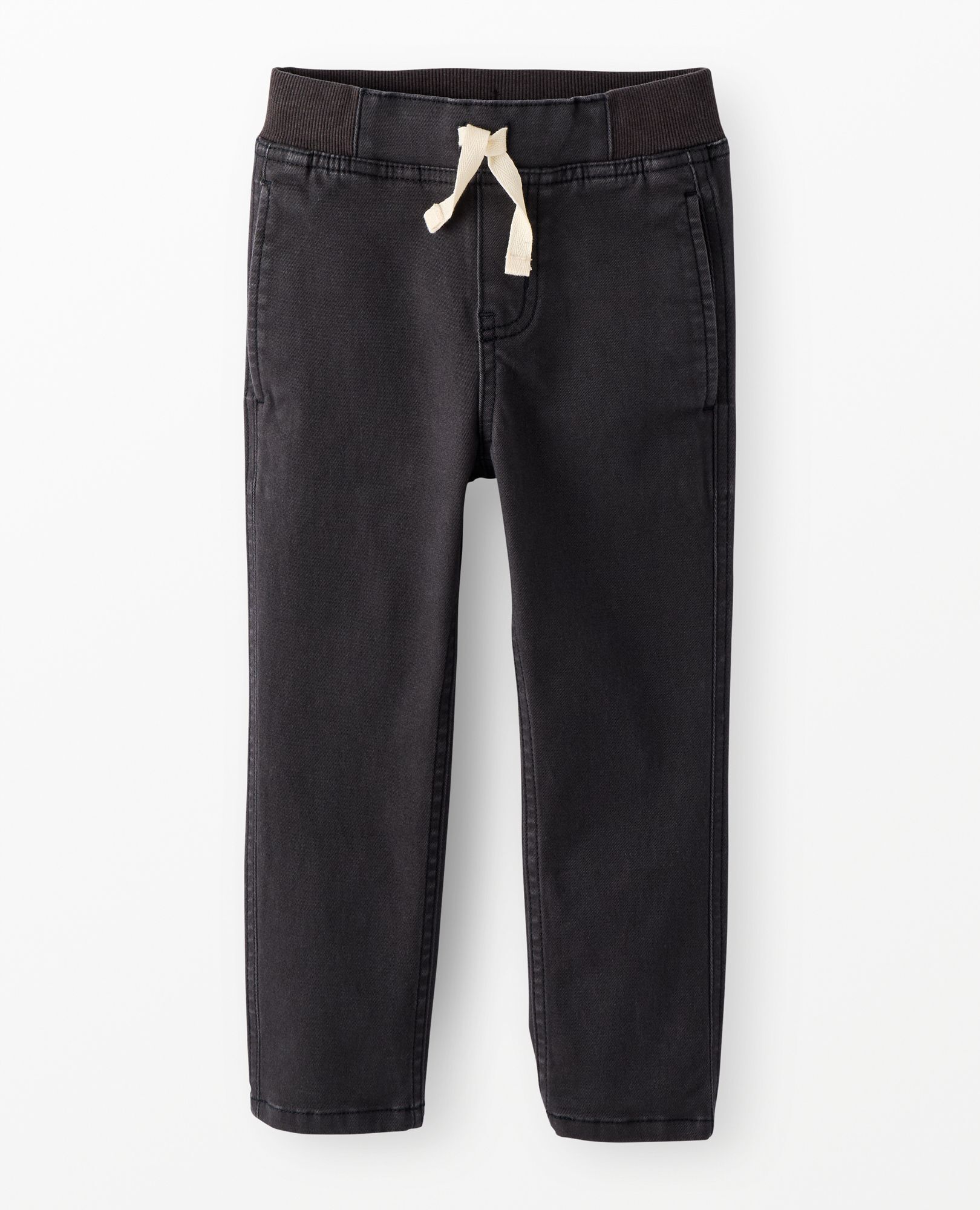 Slim Fit Twill Pull-On Pants in Soft Black - main