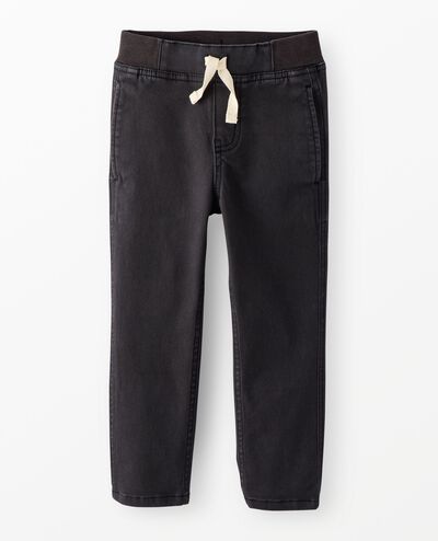 Slim Fit Twill Pull-On Pants in Soft Black - main