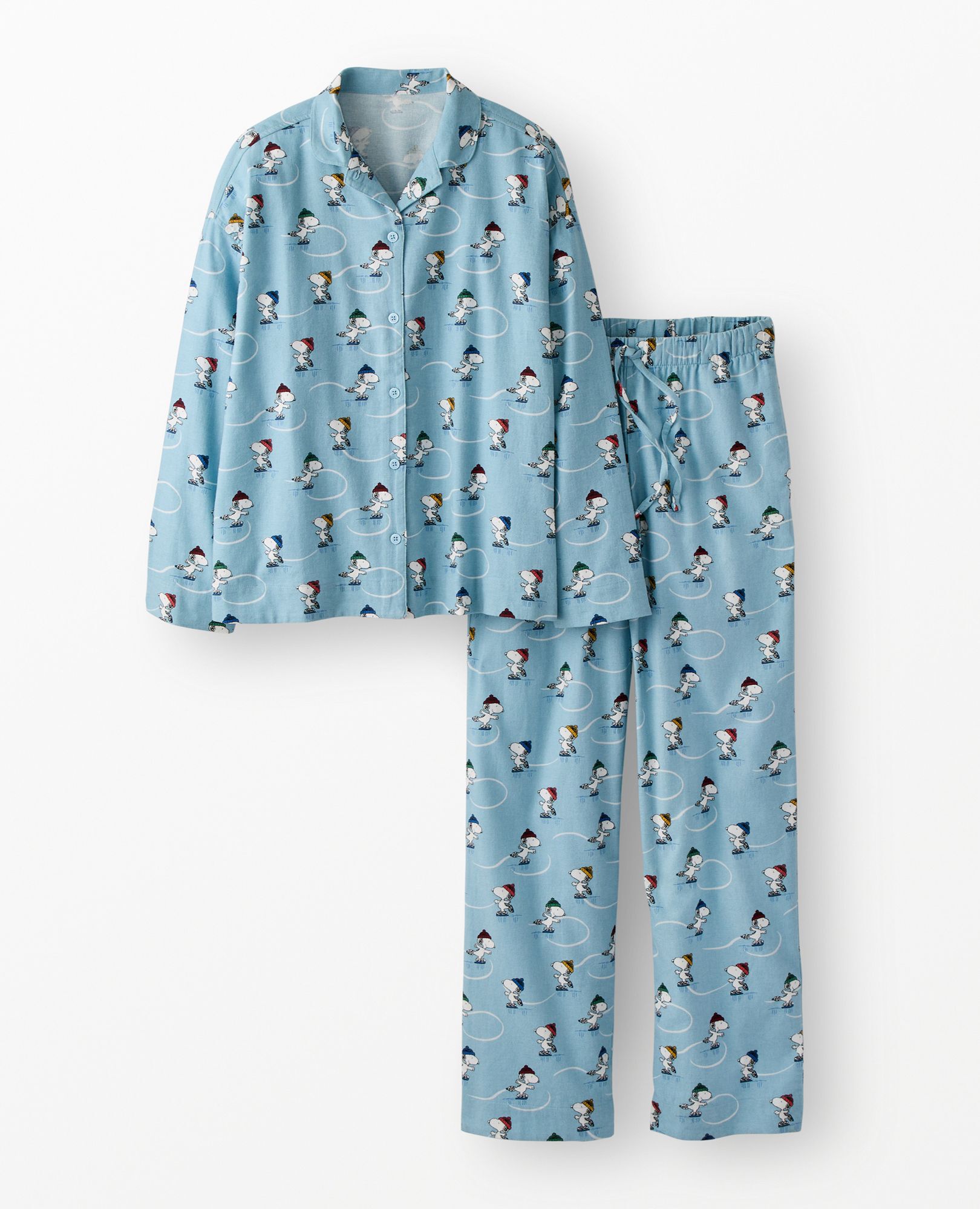 Women's Peanuts Holiday Flannel Pajama Set in Snoopy Ice Skating Rink - main