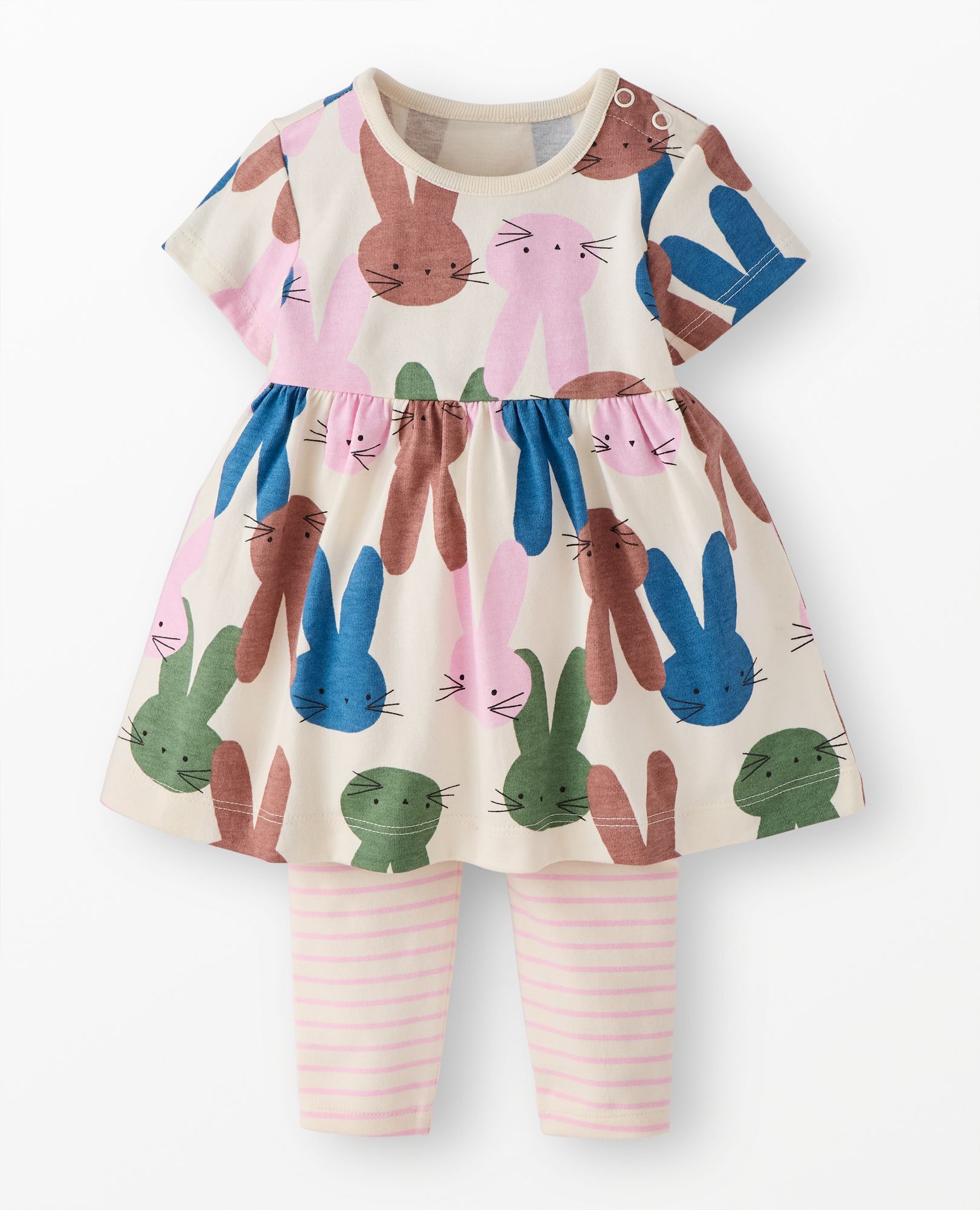 Baby Dress & Leggings Set in Multi Bunnies - main