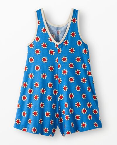 Sleeveless Romper in Red Flowers on Swedish Sky - main