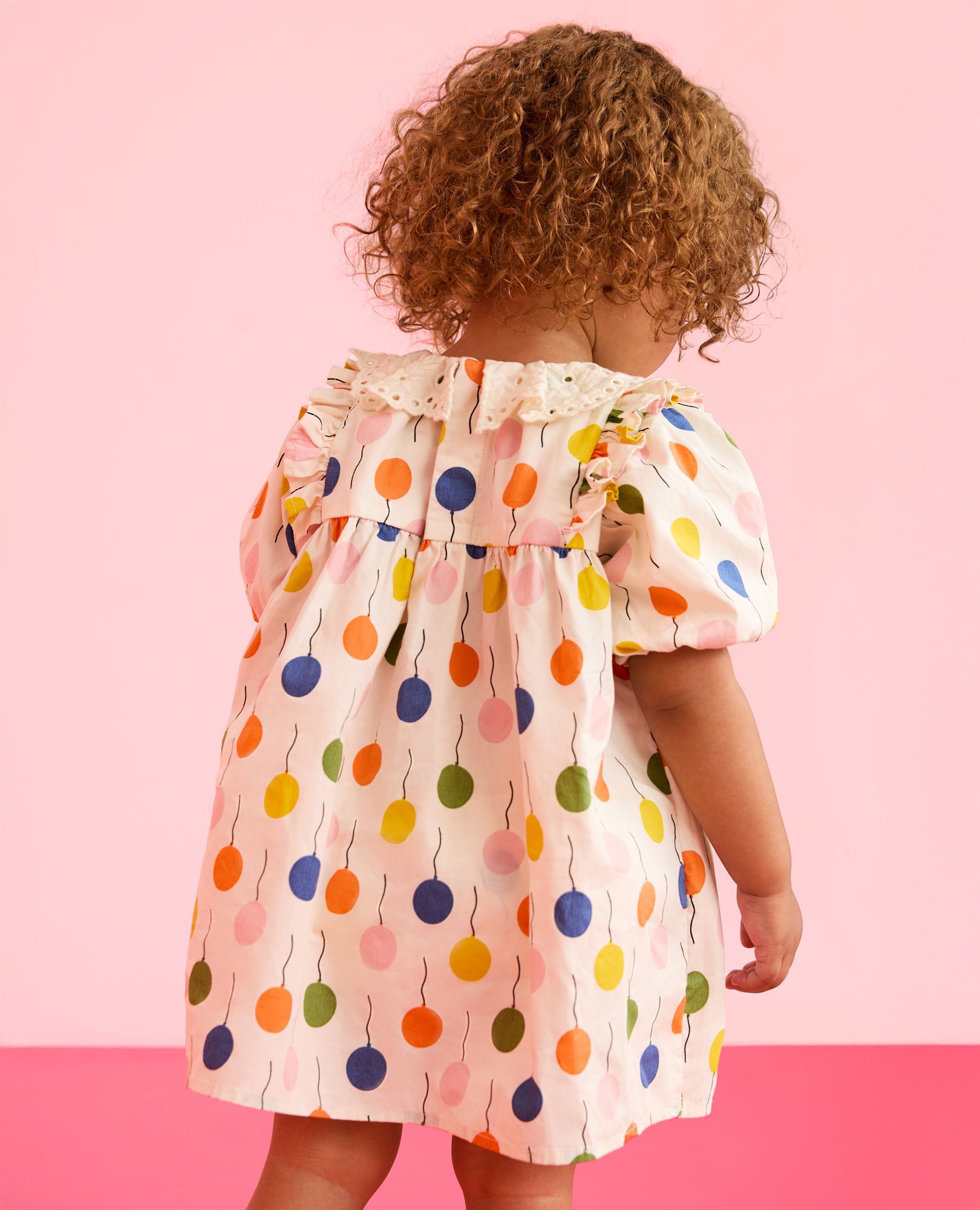 Baby Balloon Sleeve Poplin Dress & Bloomers Set in Happy Balloons - main