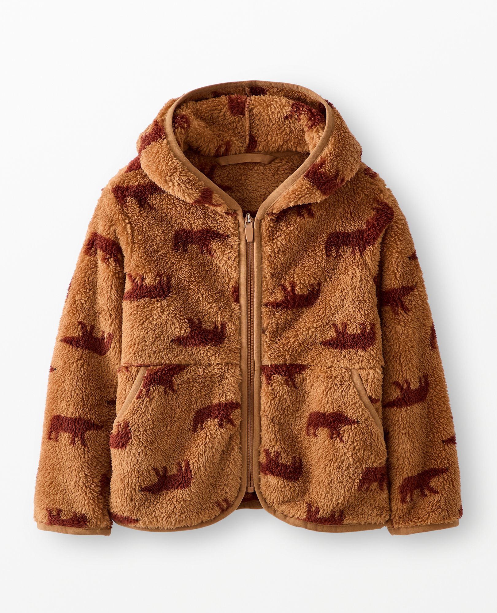 Marshmallow Fleece Hoodie in Brown Bears on Mousse Brown - main