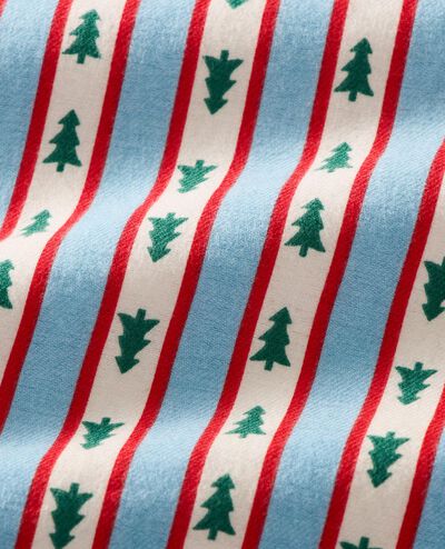 Adult Holiday Flannel Pajama Top in Tree Ribbons on Blue - main