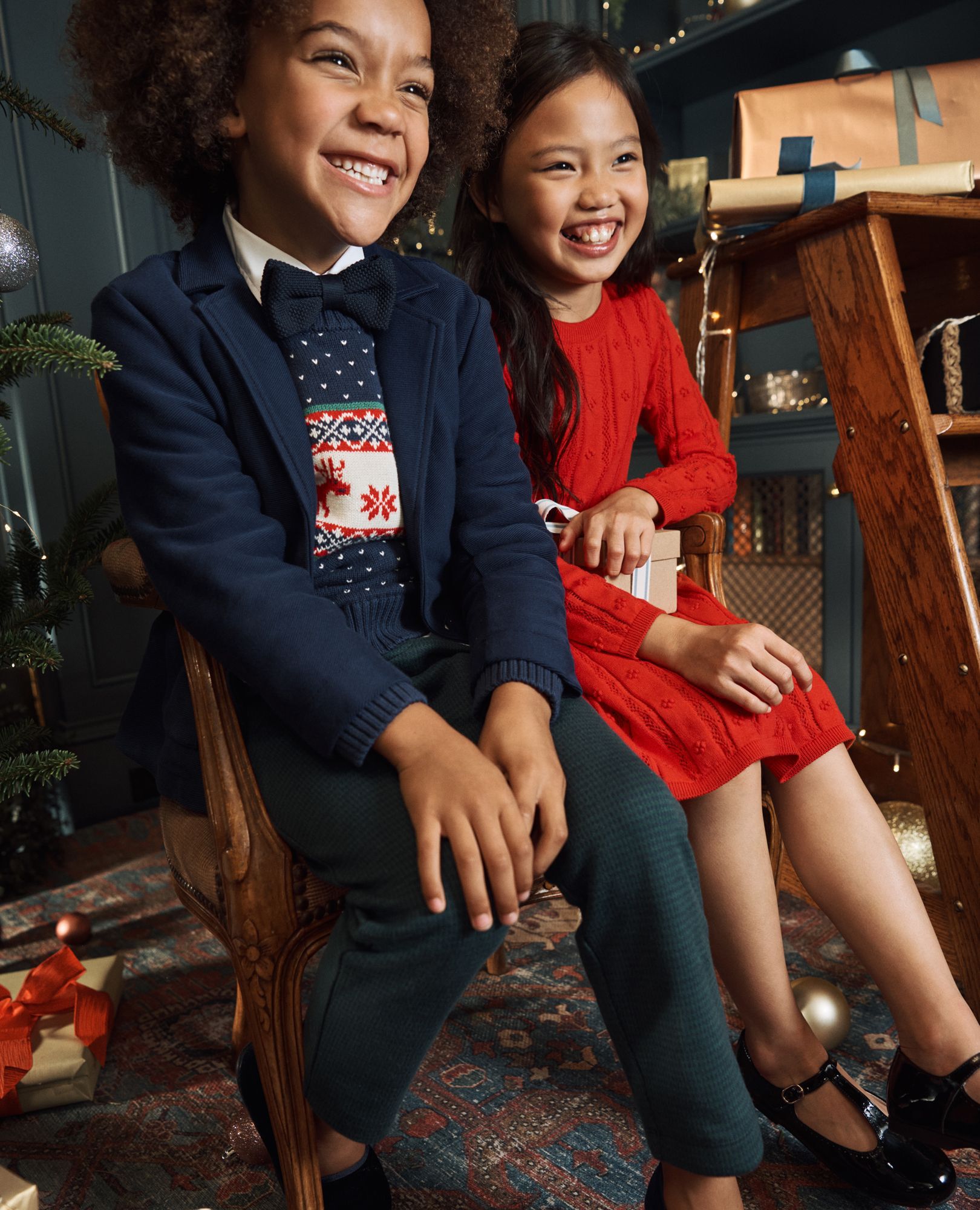 Pull-On Easy Jacquard Pants in Blue/Green Gingham - main