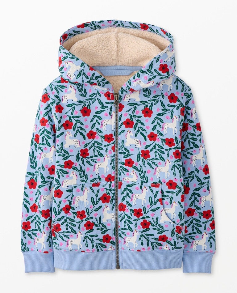 Faux Shearling French Terry Zip-Up Hoodie