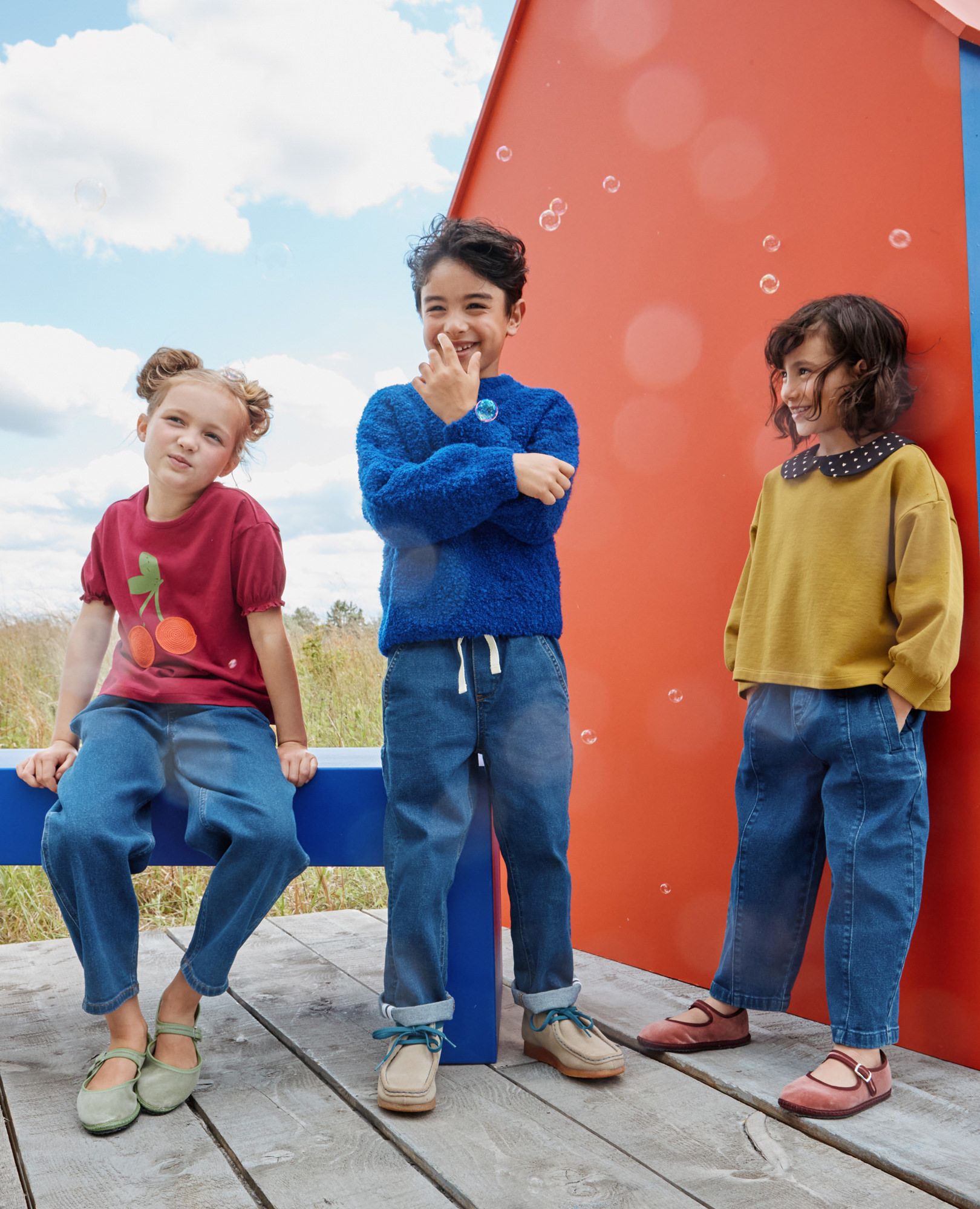 Mock Neck Bouclé Sweater in Spectrum Blue - main