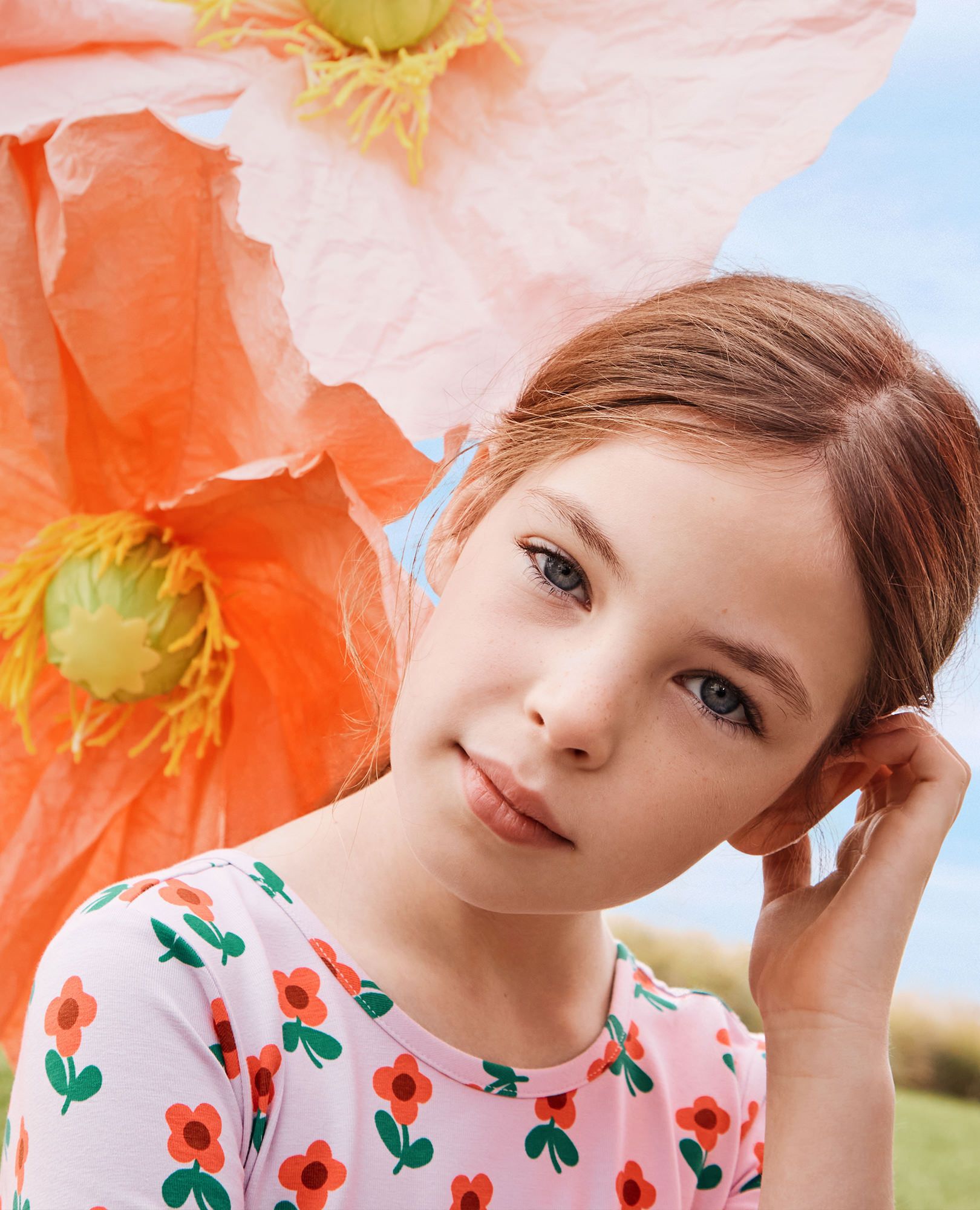 Skater Dress with Pockets in Spring Flower on Purple - main