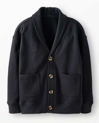 French Terry Shawl Collar Cardigan in Black - main