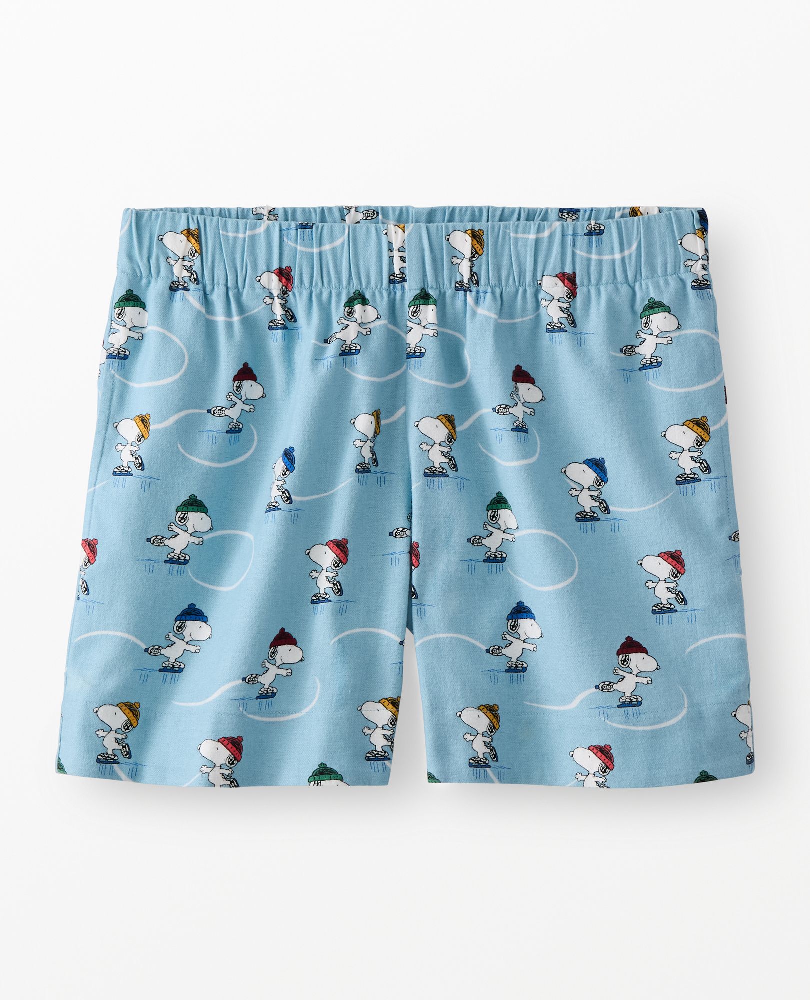 Women's Peanuts Holiday Flannel Pajama Shorts in Snoopy Ice Skating Rink - main