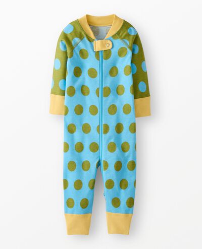 Baby Dusen Dusen HannaJams™ Sleeper in Alaskan Blue/Golden Cypress Dots - main