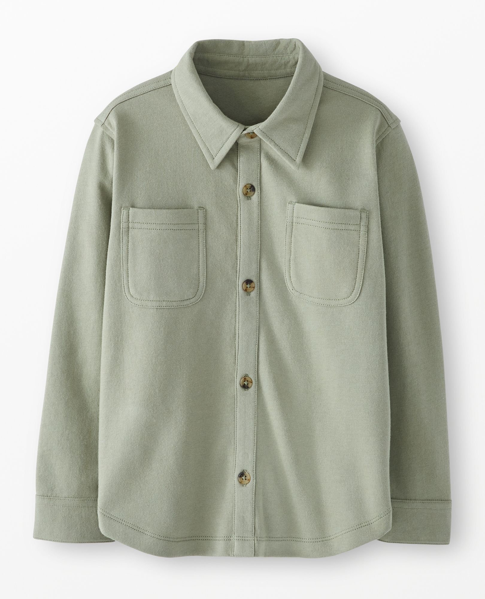 French Terry Button Up Shirt in Seagrass - main