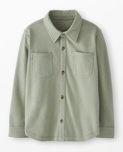 French Terry Button Up Shirt in Seagrass - main