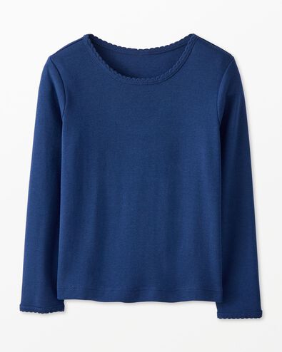 Long Sleeve Slim Fit Ribbed T-Shirt in Navy Blue - main