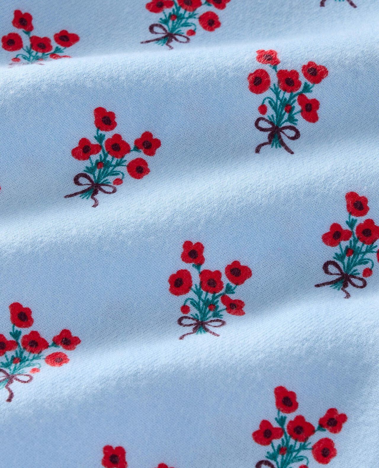Holiday Flannel Bib Pajama Set in Bouquets on Powder Blue - main