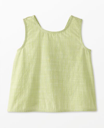 Poplin Crossback Top in Leaf Green/Ecru - main