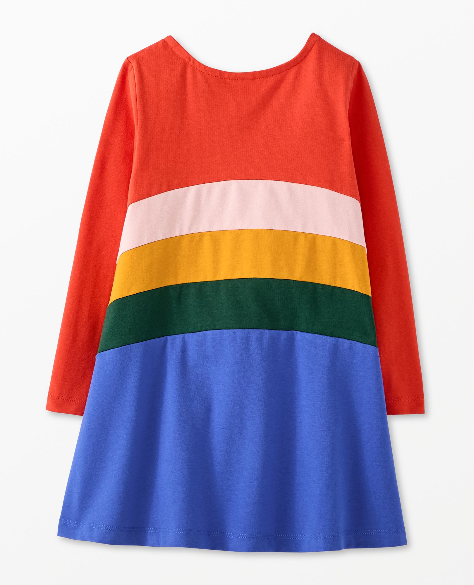 Bright Rainbow Long Sleeve Colorblock Swing Dress in 100 Cotton Toddler Girls Size 3 by Hanna Andersson