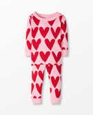 Long John Pajamas In Organic Cotton in Hearts On Hearts - main