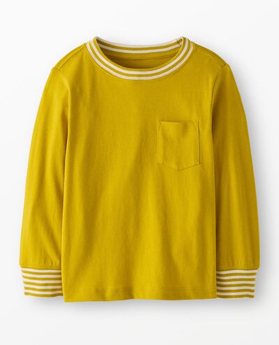 Long Sleeve Classic Fit Pocket T-Shirt in Citron/Ecru - main