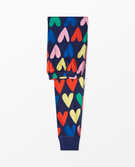Adult Unisex Long John Pant In Organic Cotton in Happy Hearts - main