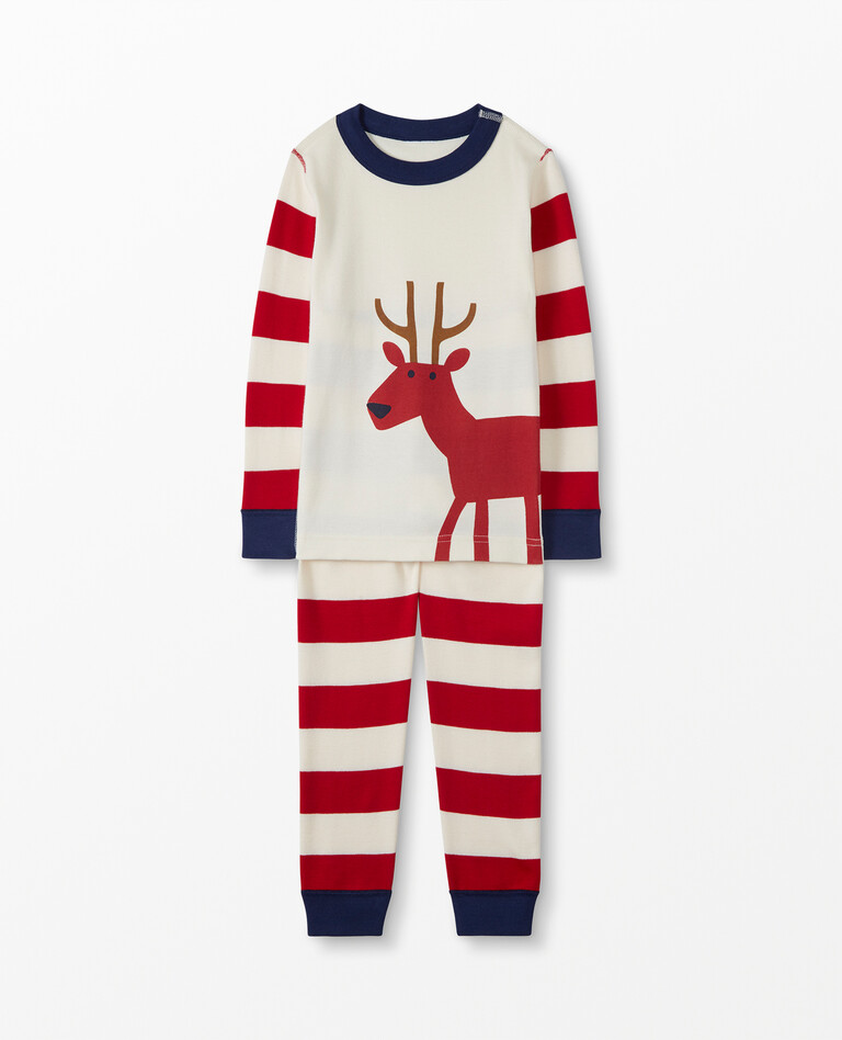 Long John Pajamas In Organic Cotton in Deer Character - main