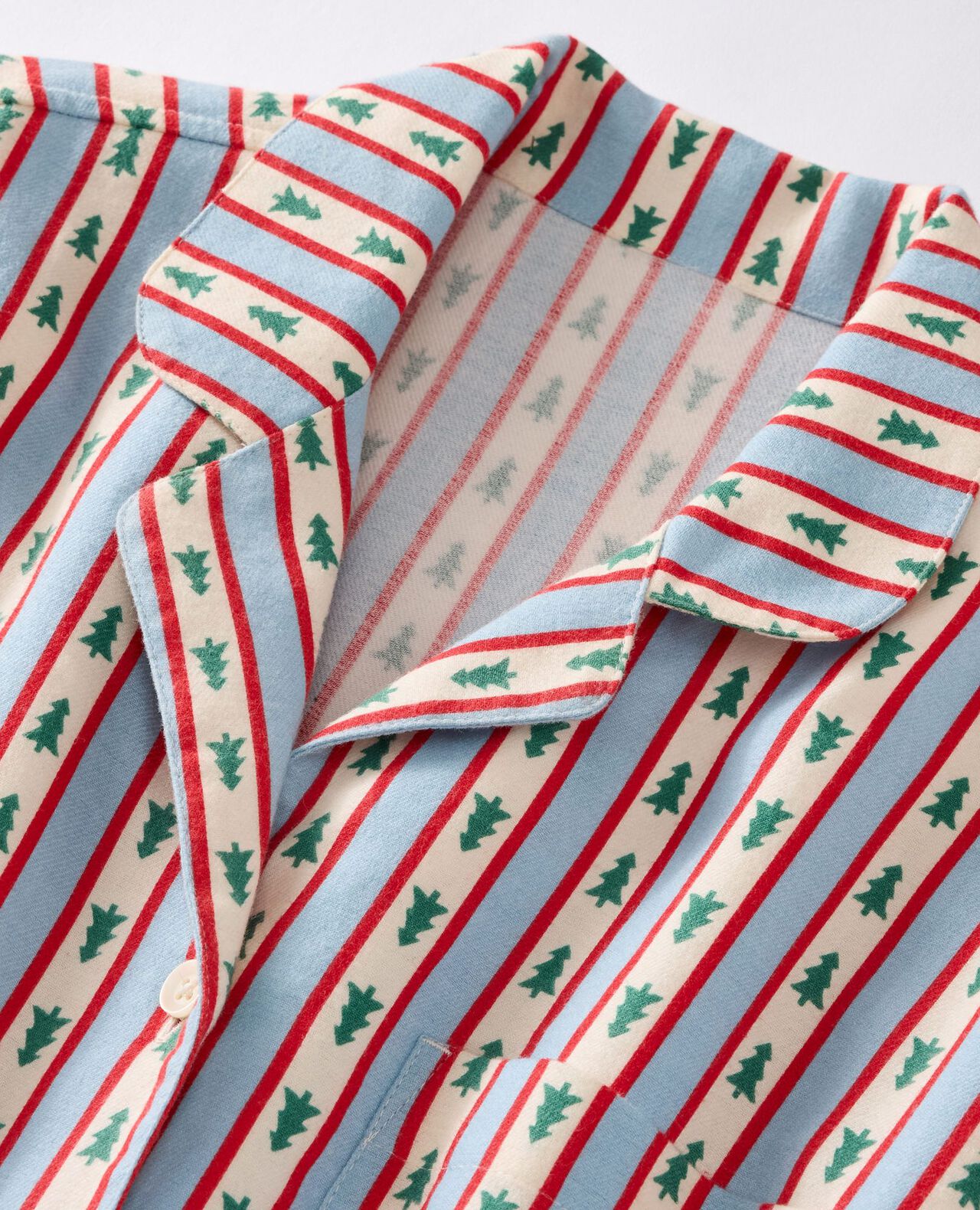Women's Holiday Flannel Nightshirt in Tree Ribbons on Blue - main