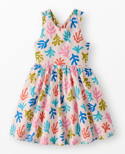 Crossback Skater Dress with Pockets in Coral on Rose Veil - main