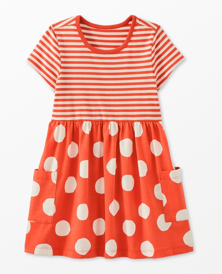 Mixie Play Dress with Pockets in Bold Dot on Persimmon - main