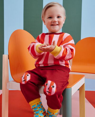 Baby Dusen Dusen French Terry Sweatshirt & Sweatpants Set in Red Alert/Lilac Sachet - main