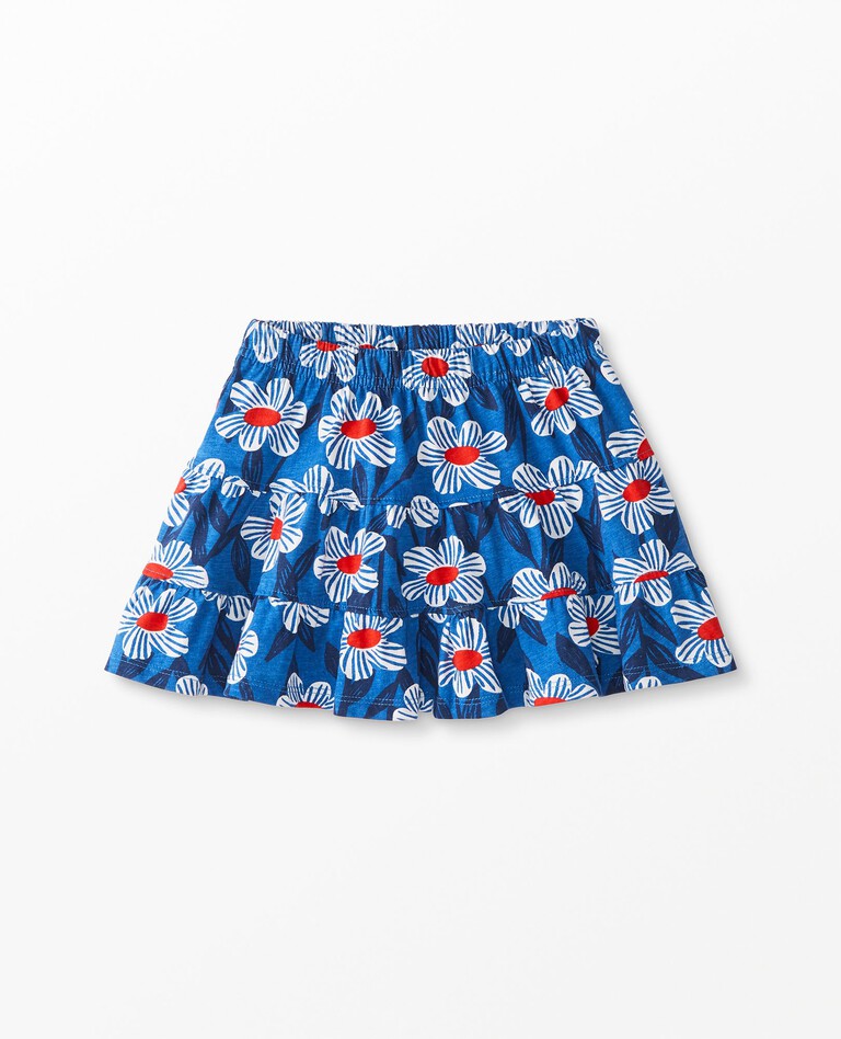 Print Skort In Combed Cotton Jersey in Blue Daisy - main