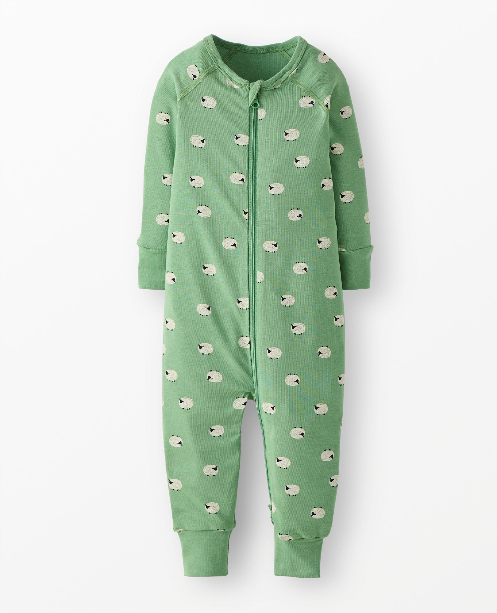 HannaSoft™ Stretch Sleeper in Tiny Sheep on Green - main