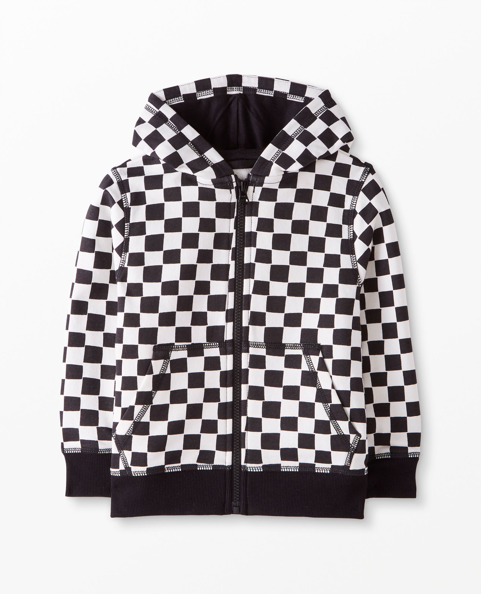 Checkered Zip Up Hoodie In French Terry Hanna Andersson Hanna Me Downs