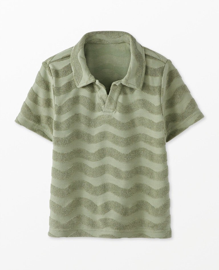 Terry Polo Shirt in Waves on Seagrass - main