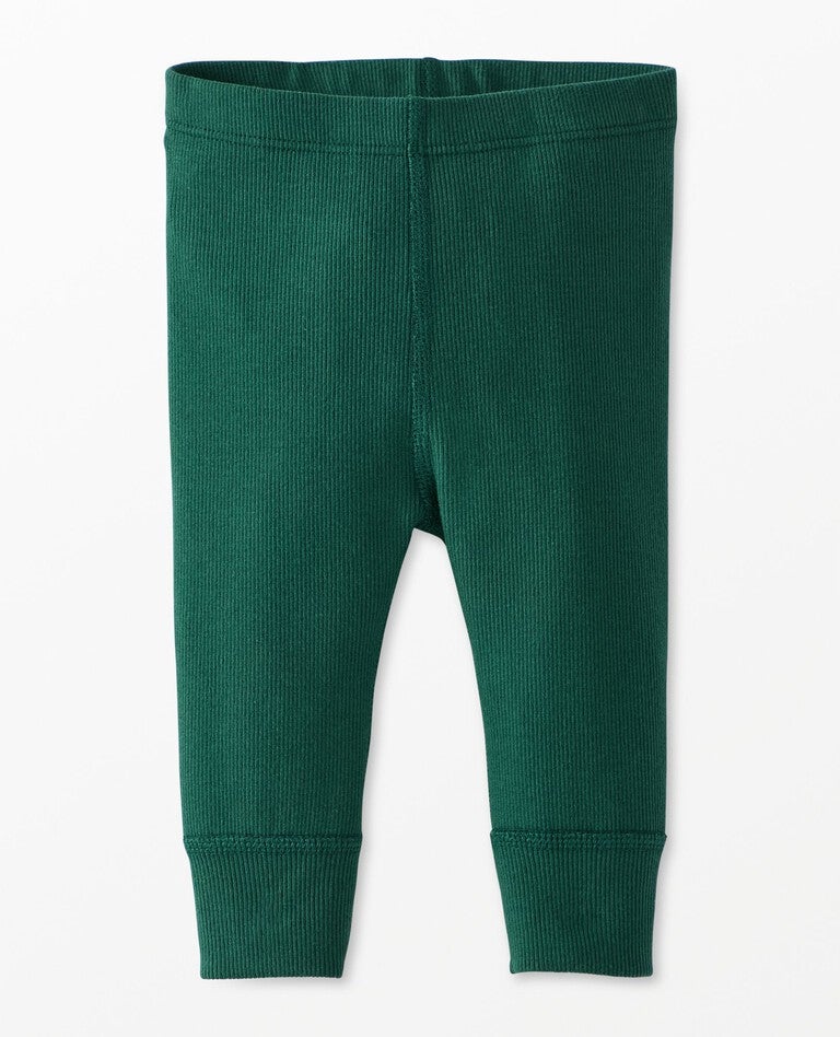 GREEN LEGGINGS IN STRETCH ORGANIC RIBBED COTTON, NEWBORN