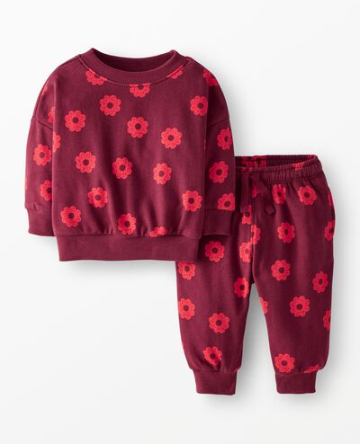 Baby Holiday French Terry Sweatshirt & Sweatpants Set in Sugar Cookies on Red - main