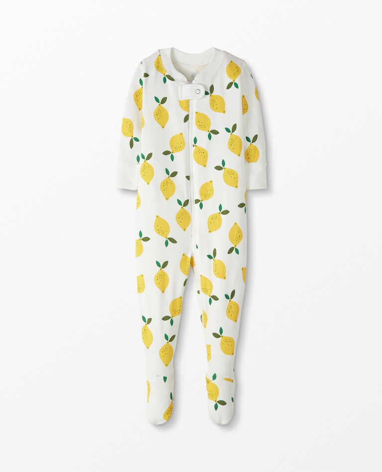 Baby Zip Footed Sleeper In Organic Cotton in Lemonade In White - main